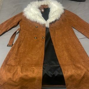 Long jacket with faux fur